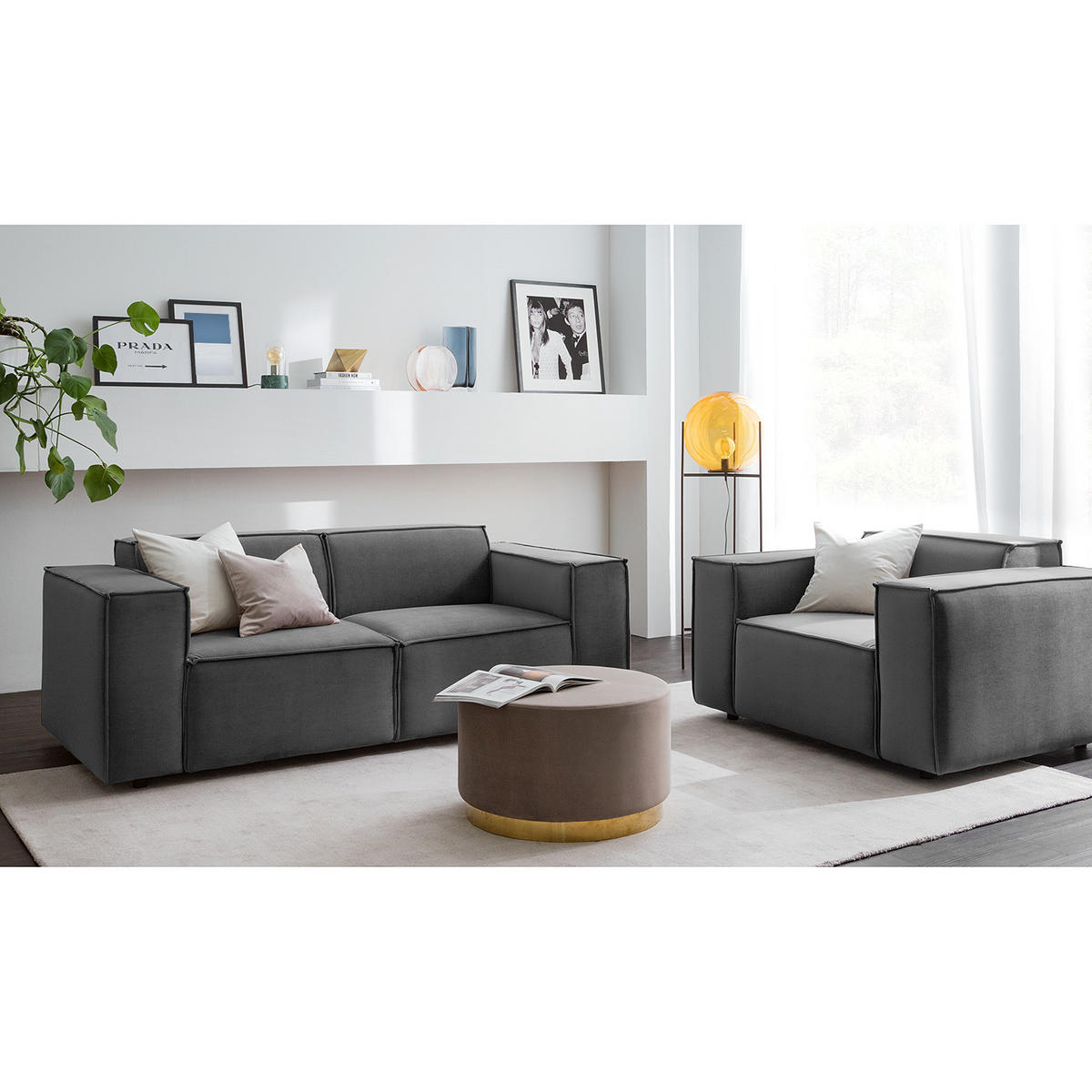 2-SITZER SOFA - Grau, Textil (189/70/96cm) - home24