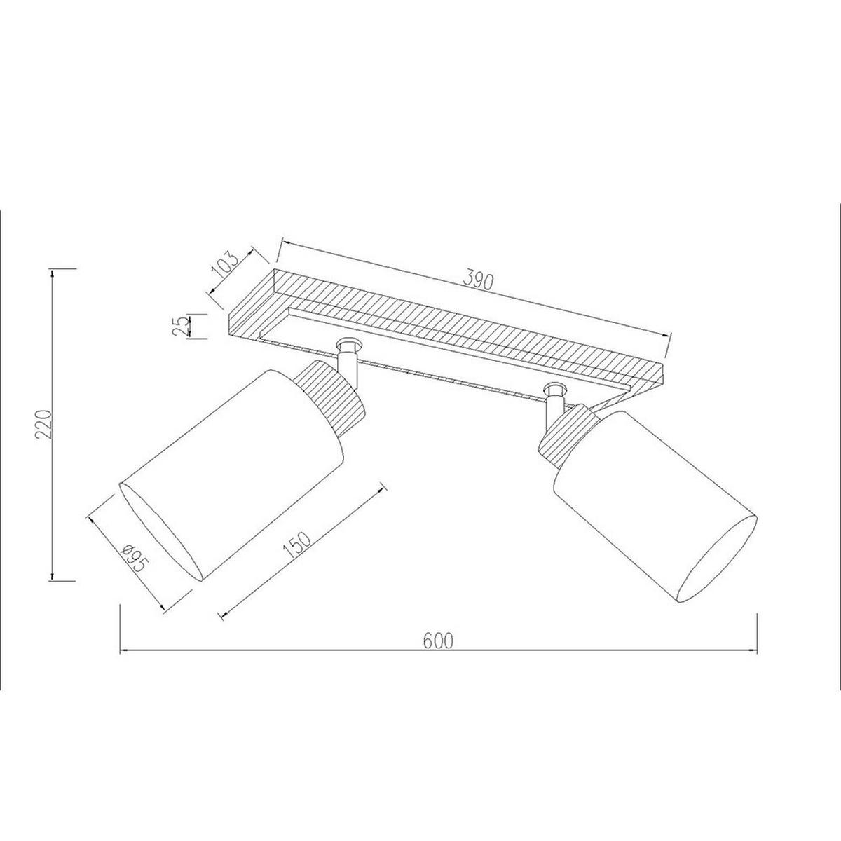 LED DECKENLEUCHTE Holz Braun, Metall Weiß, schwenkbar - Klar, Holz (60/10.3/22cm) - Globo Lighting