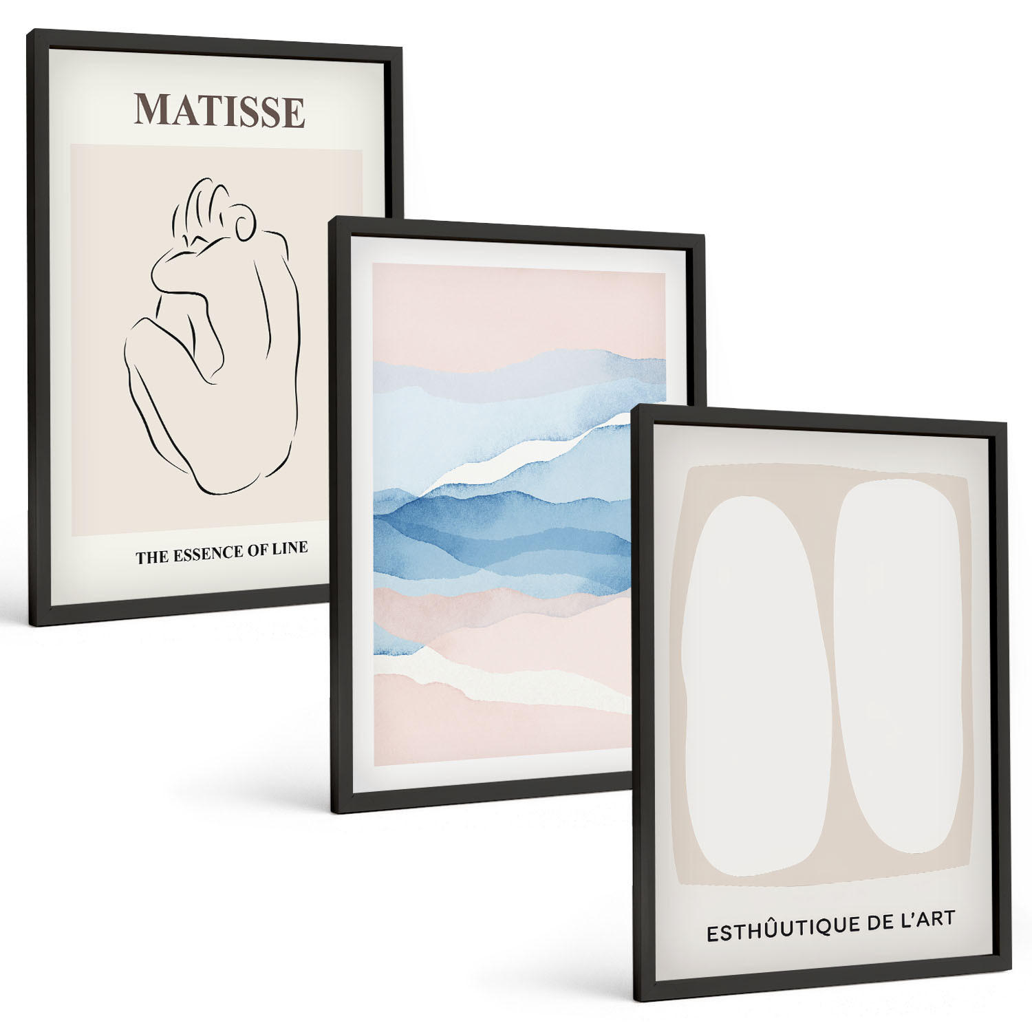 BILDER SET 3er Set - 40x60 cm Schwarzer Rahmen - Matisses abstrakte Formen - Schwarz, Kunststoff (40/60cm) - TULUP