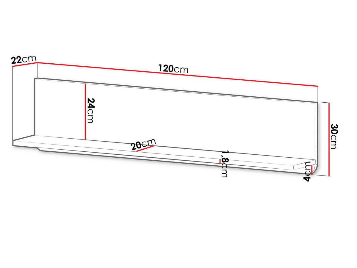 WANDBOARD Marly RE19 - Kaschmir/Grau, Holzwerkstoff (120/30/22cm) - MIRJAN24