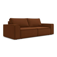 3-SITZER SOFA mit Schlaffunktion Samt Stoff Orange - Terracotta/Schwarz, Kunststoff/Textil (255/85/105cm) - LaMiaSofa