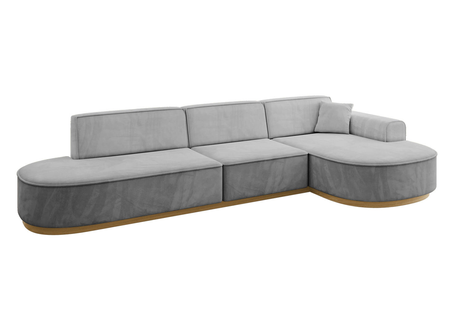 ECKSOFA Ottomane Rechts MARI-L2-v2 - 328x171x83 cm Grau Velours - Grau, Holzwerkstoff/Textil (171/328cm) - ALTDECOR