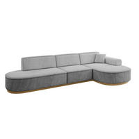 ECKSOFA Ottomane Rechts MARI-L2-v2 - 328x171x83 cm Grau Velours - Grau, Holzwerkstoff/Textil (171/328cm) - ALTDECOR