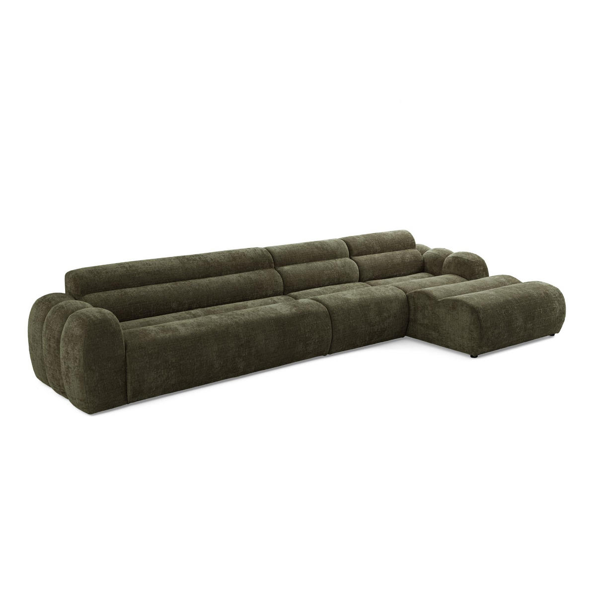 5-SITZER modulares Ecksofa VEER SET 2 Rechts, 175x379 cm, Chenille Webstoff Grün - Schwarz/Grün, Holz/Kunststoff (175/379cm) - Muffo
