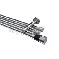 INNENLAUF-GARDINENSTANGEN-SET Siteno Tanara 260 cm (geteilt in 2 x 130 cm), 3-läufig, 20 mm Ø Chrom - Chromfarben/Schwarz, Metall (260cm) - INTERDECO