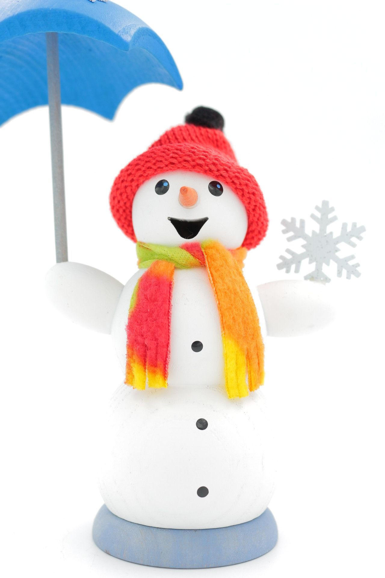 RÄUCHERFIGUR Räuchermännchen Schneemann mit Schirm 13 cm - Multicolor, Holz (6/13/10cm)