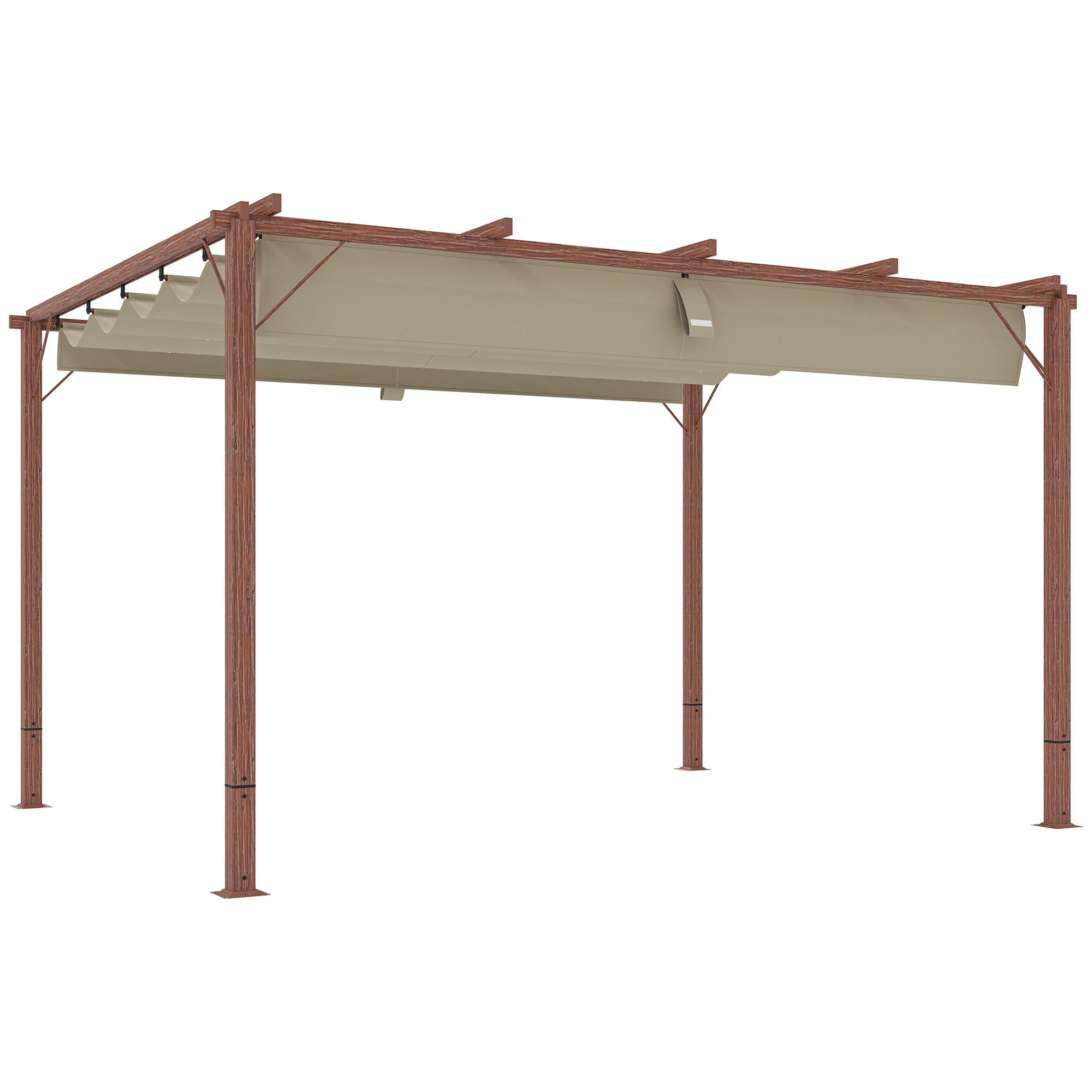 PERGOLA ca. 3x4m Naturholz - Naturfarben, Metall (300/232/382cm) - Outsunny