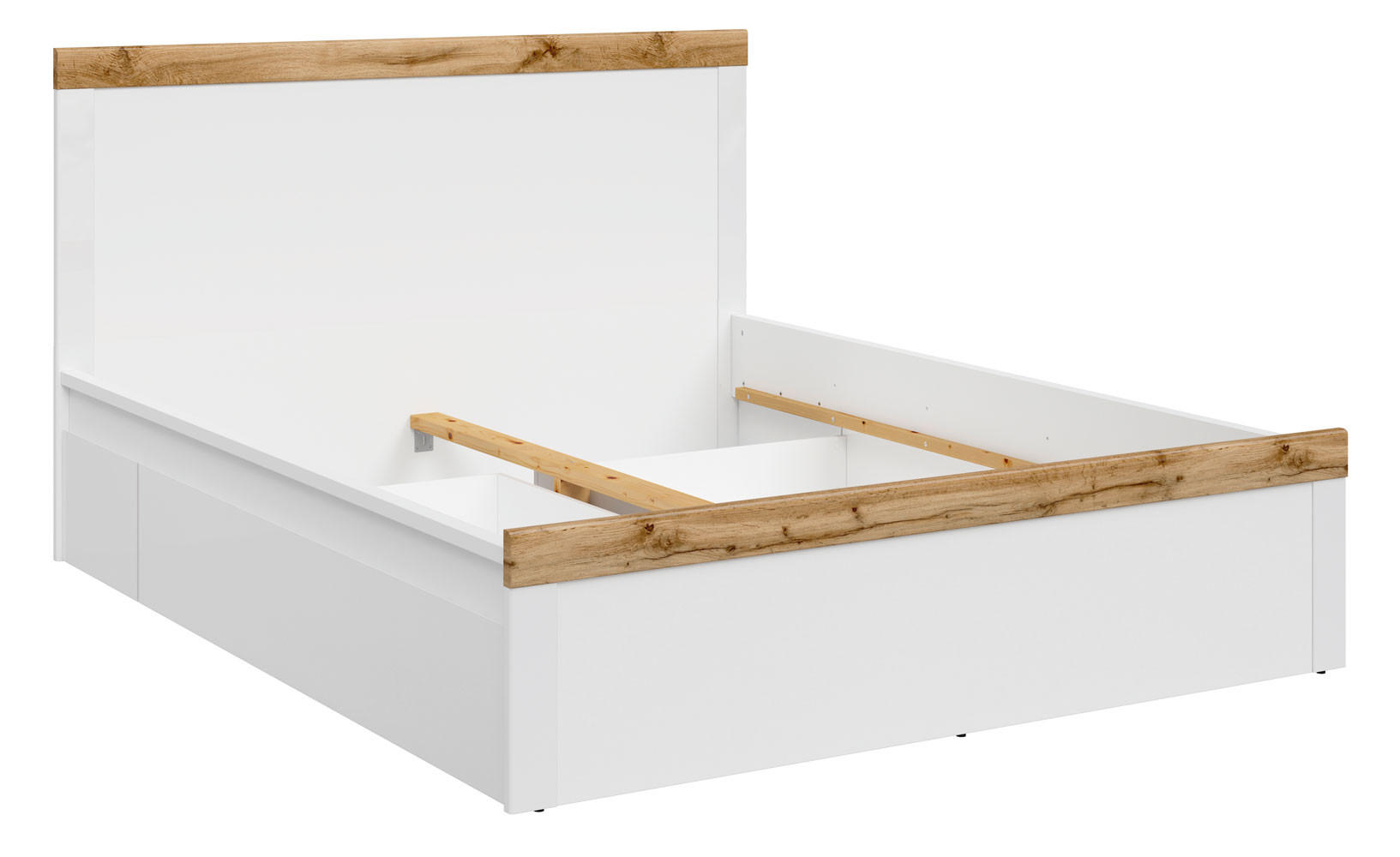 Feldmann-Wohnen Bett Weiß, Eiche 140x200 cm