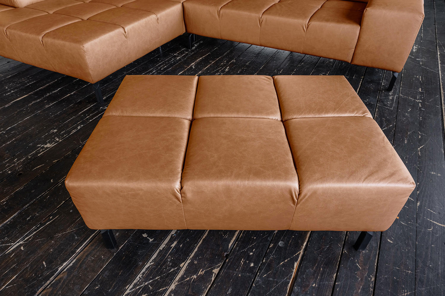 Thumbnail - Kawola Polsterhocker, Cognac, Leder, 1-Sitzer, Rechteckig, 107x43x71 cm, Wohnzimmer, Hocker, Sitzhocker