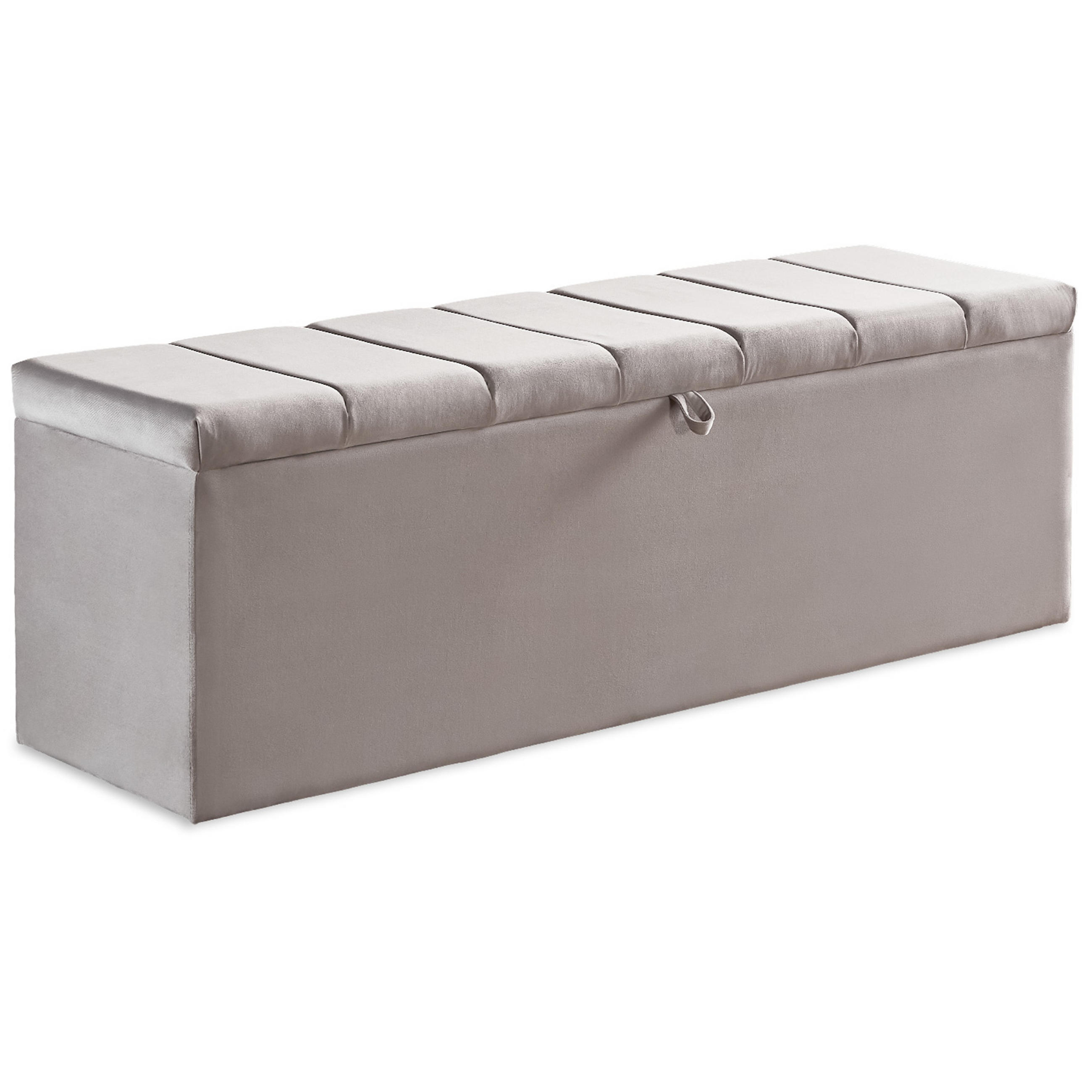 BETTBANK BRISE 140/43/43 cm, Greige, Aufklappbar, mit Stauraum - Greige/Schwarz, Holz/Kunststoff (140/43/43cm) - Consilio Concept