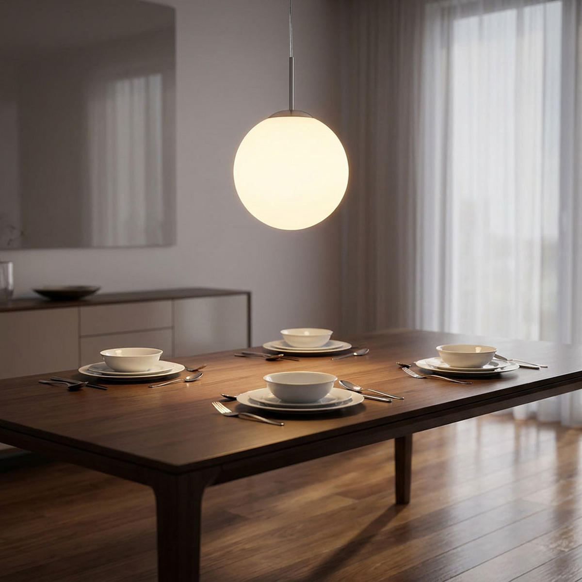 PENDELLEUCHTE Metall Glas Weiß matt - Weiß, Glas (25/25/180cm) - Globo Lighting
