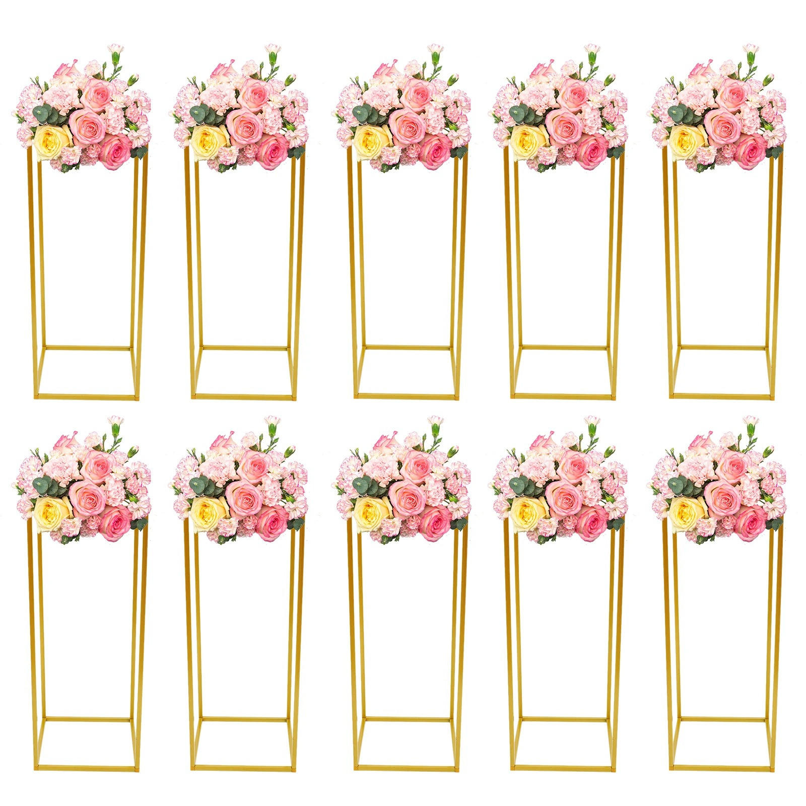 PFLANZENREGAL 10 Stück Gold 23,62 Zoll, 22 lbs pro Ständer, für Hochzeit, Party, Event - Goldfarben, Metall (24/60/24cm) - Kaket