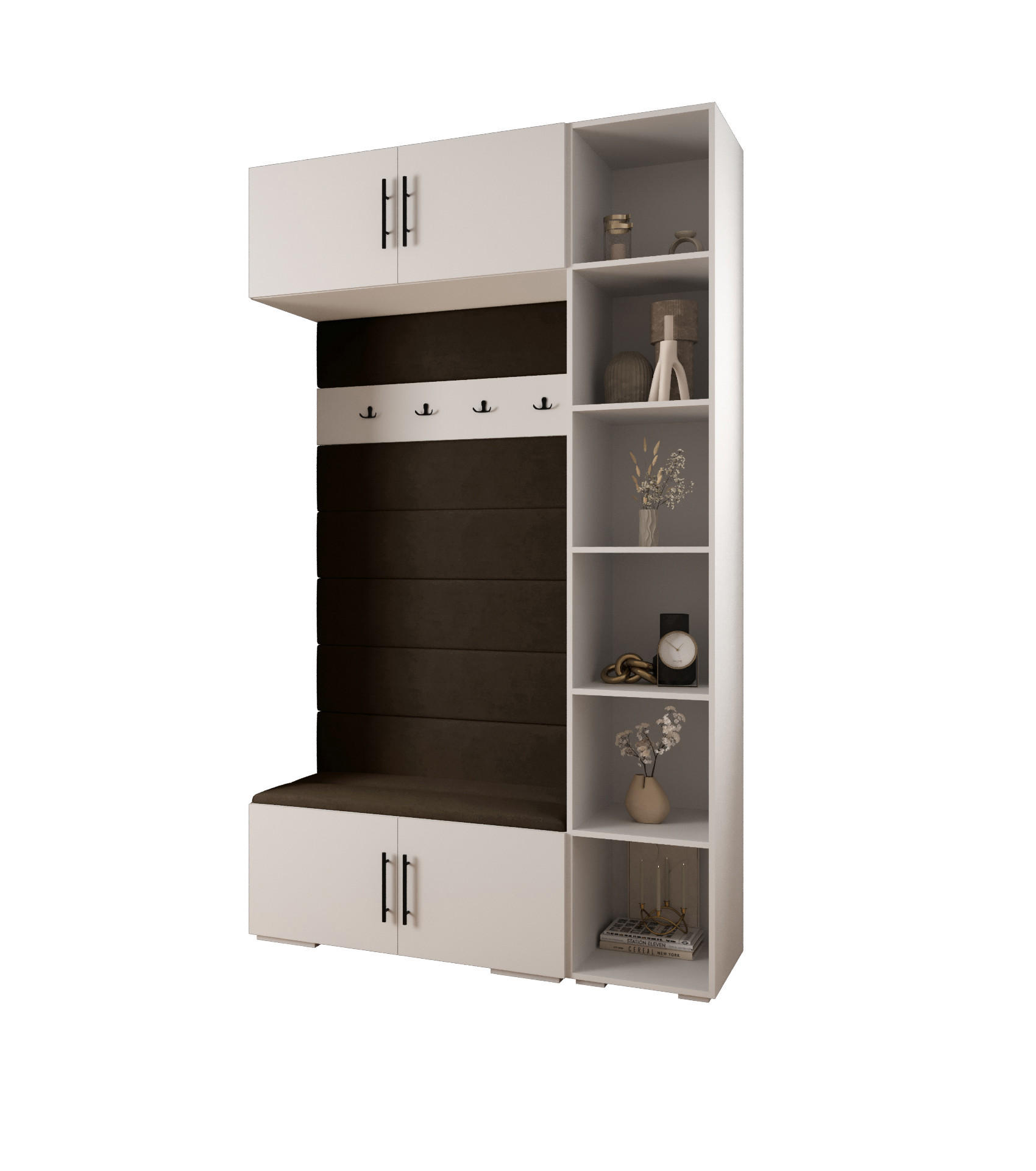 GARDEROBEN-SET 236,7/140/47 - Goldfarben/Schwarz, Holz/Kunststoff (140/236.7/47cm) - Abiks Möbel
