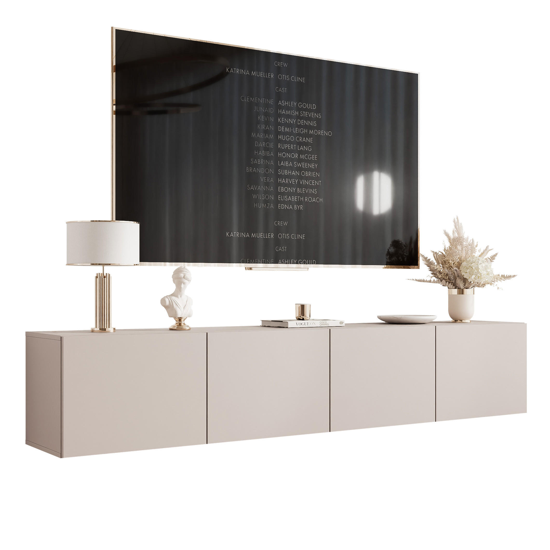 TV-LOWBOARD kaschmir, hängend mit LED-Beleuchtung - Kaschmir, Holzwerkstoff (200/36/40cm) - Idohome