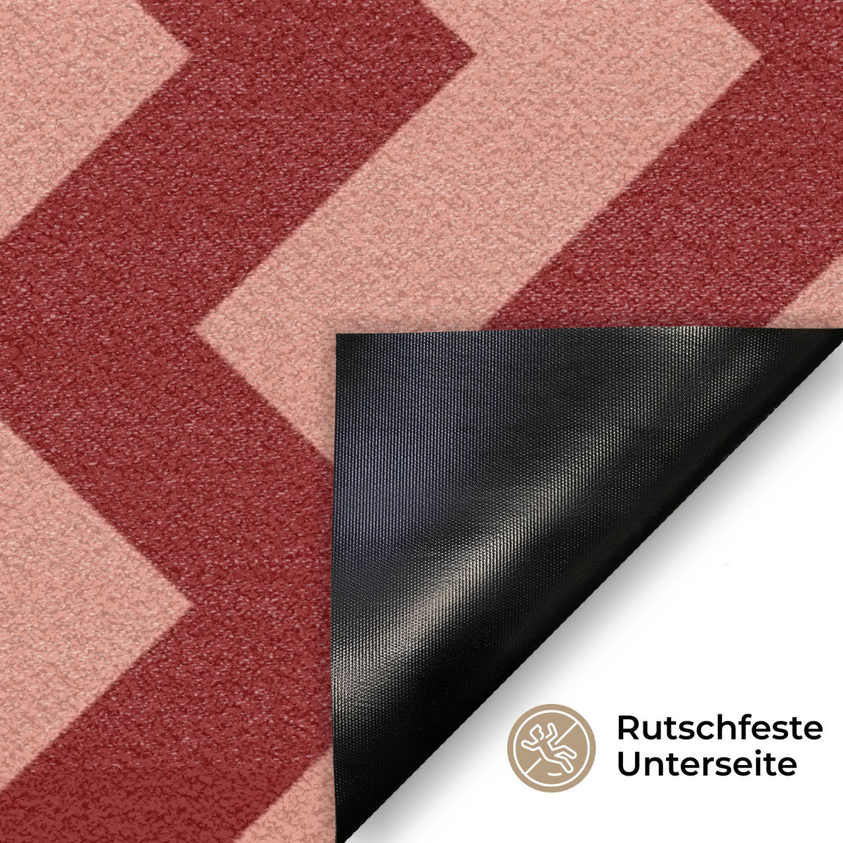 FUSSMATTE Zickzack - Streifen - Muster - Rot 90x60 cm - Bordeaux, Kunststoff (90/0.4cm) - MuchoWow