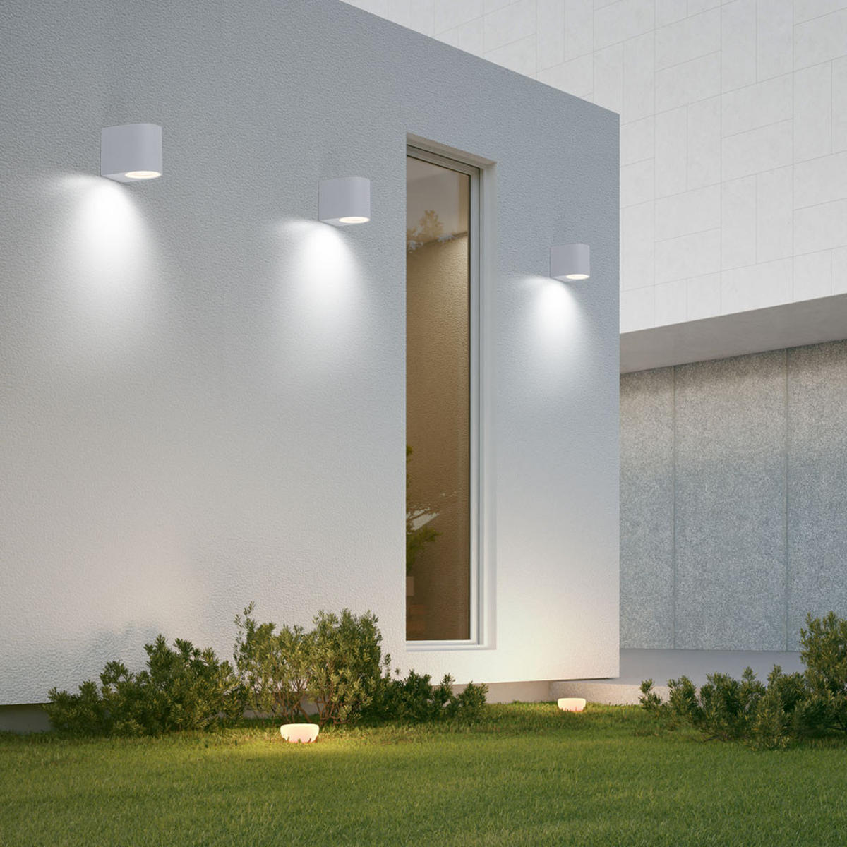 LED AUSSEN-WANDLEUCHTE Aluminium Weiß - Weiß, Metall (6.8/9.2/8cm)