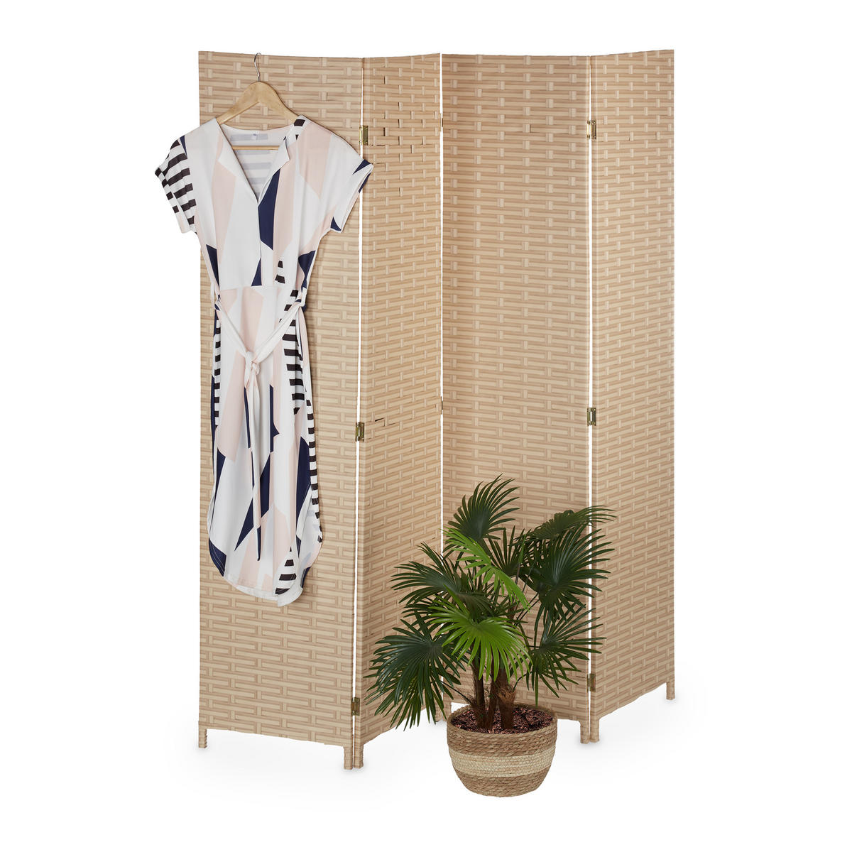 PARAVENT - Hellbraun, Holz/Kunststoff (160/170/2cm) - Relaxdays