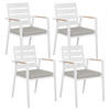 GARTENSTUHL 4er-Set Aluminium Grau Taviano - Hellbraun/Weiß, Metall (54/86/58cm) - Beliani