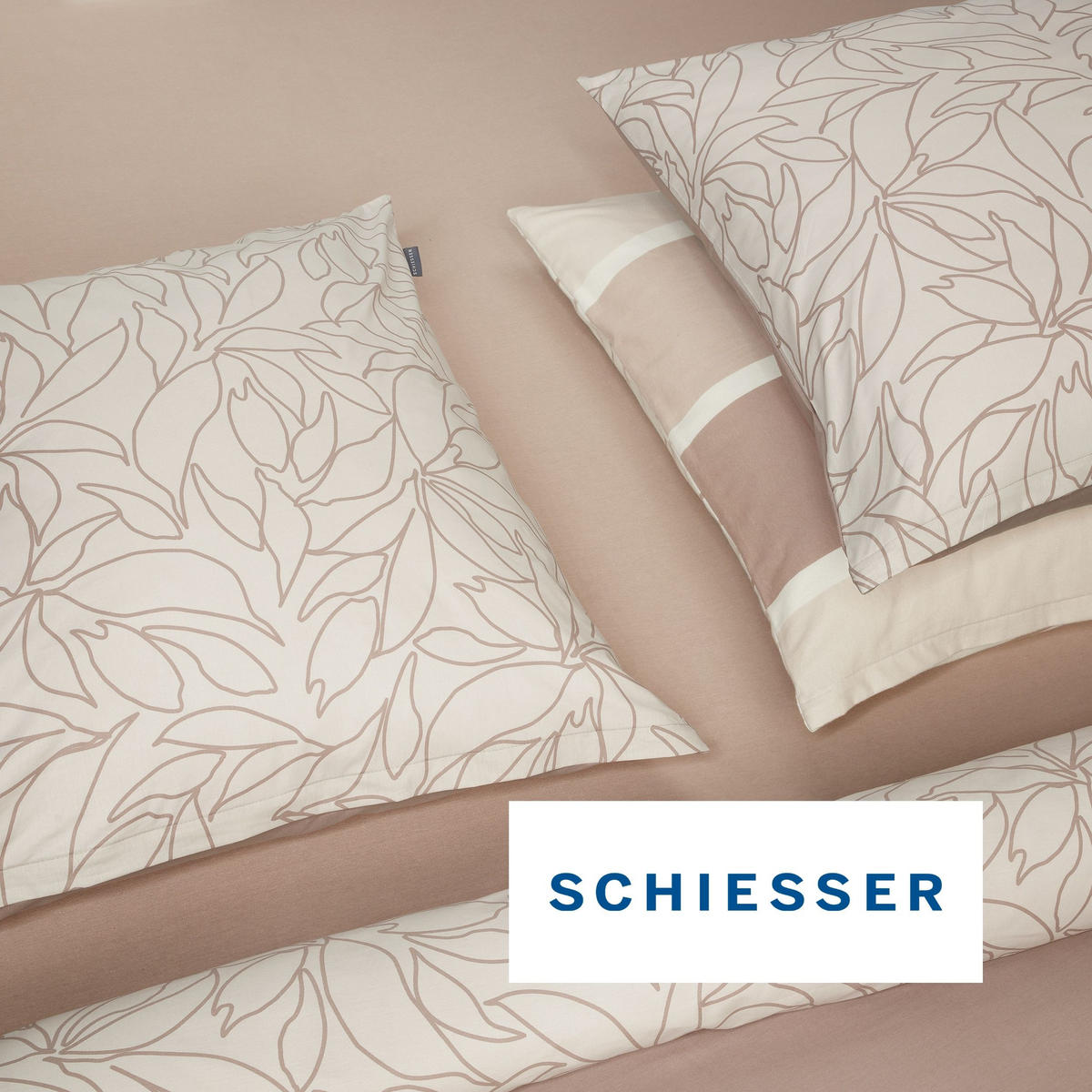 BETTWÄSCHESET Leaves - Renforcé - 2-teilig - 135 x 200 cm - Taupe - Taupe, Textil (135/200cm) - SCHIESSER
