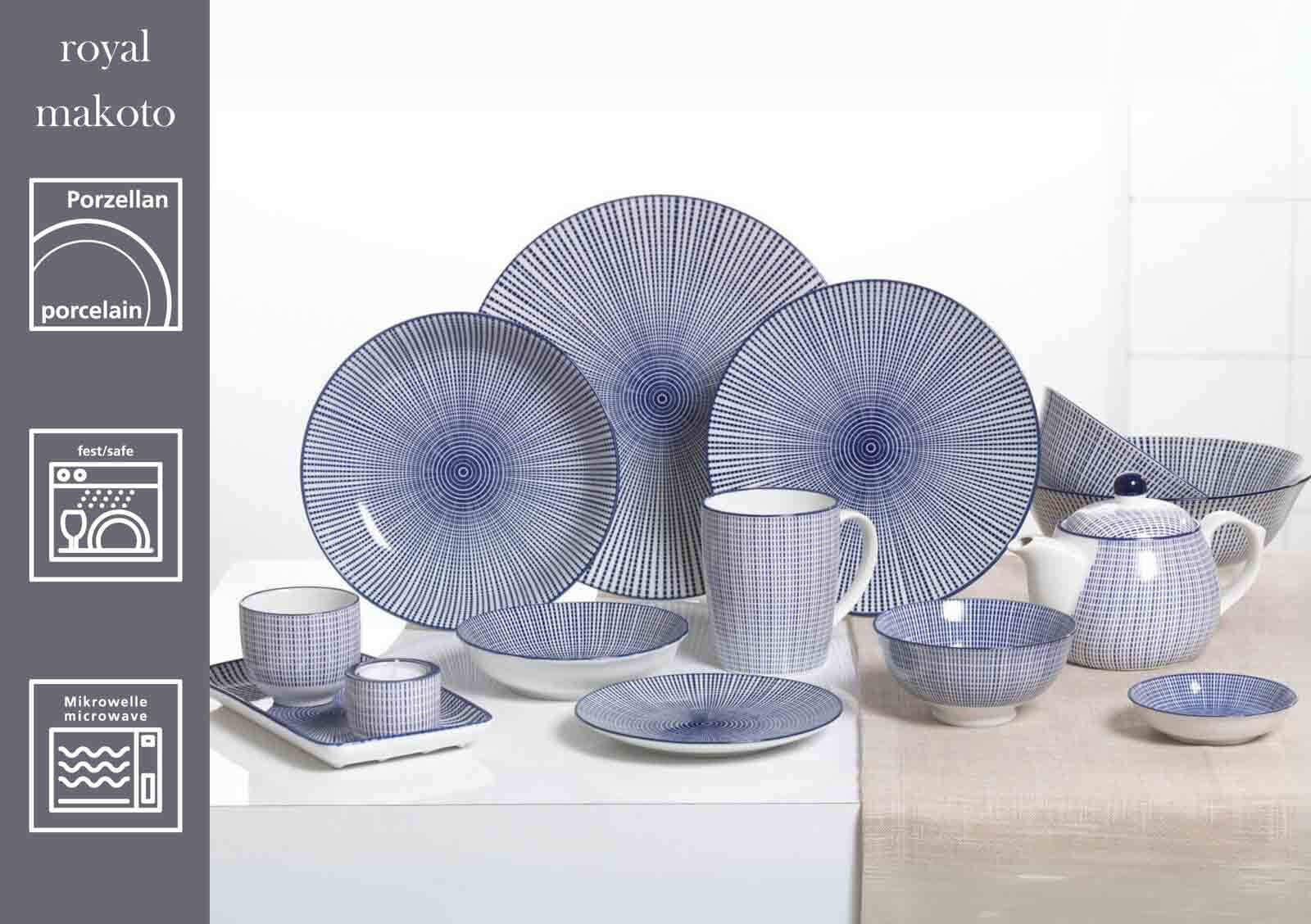 KOMBISERVICE Royal Makoto blau-weiß 20er Set - Blau/Weiß, Keramik (1/1/1cm) - Ritzenhoff Breker