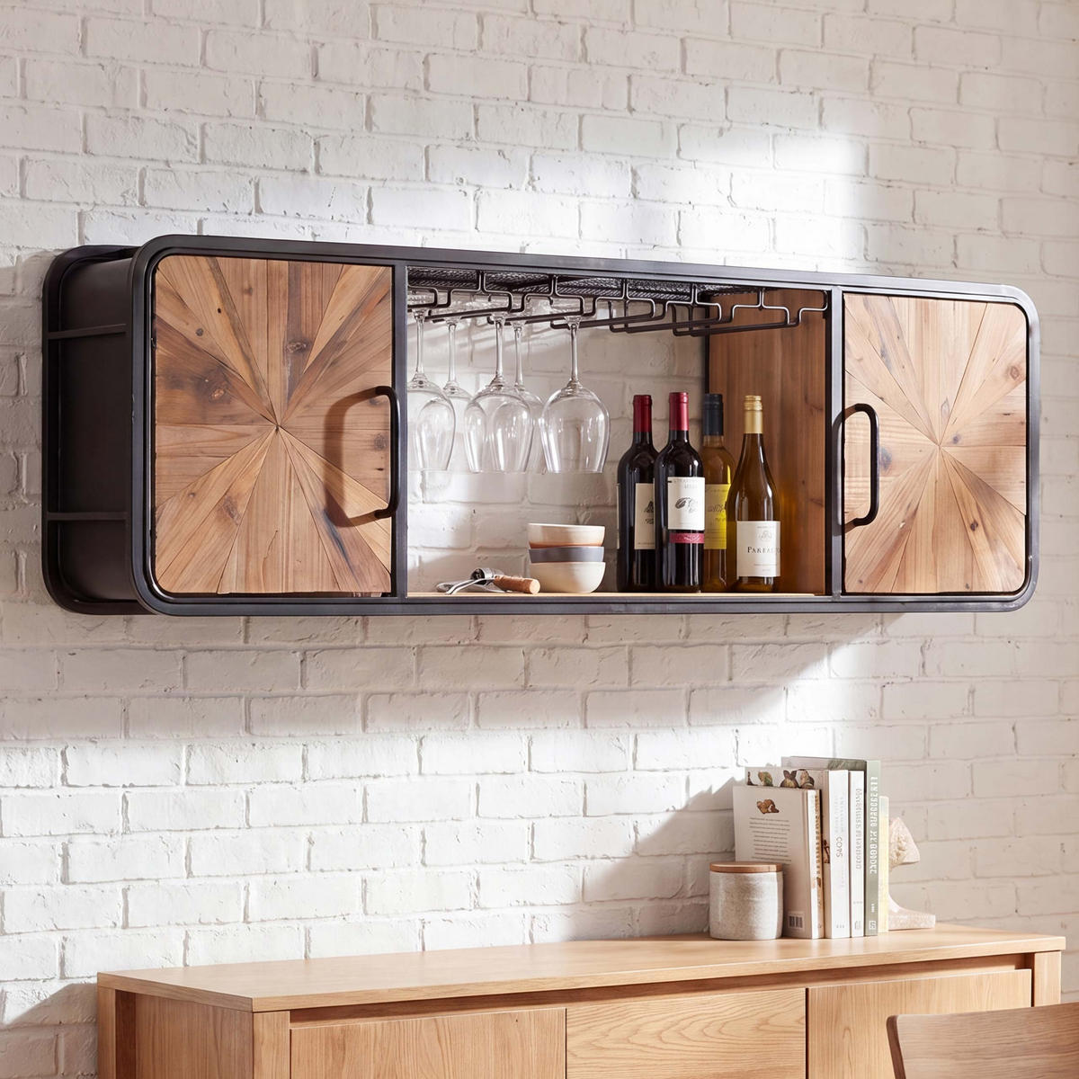 WEINREGAL Braun - Braun, Holz (121/40/21cm) - MCW