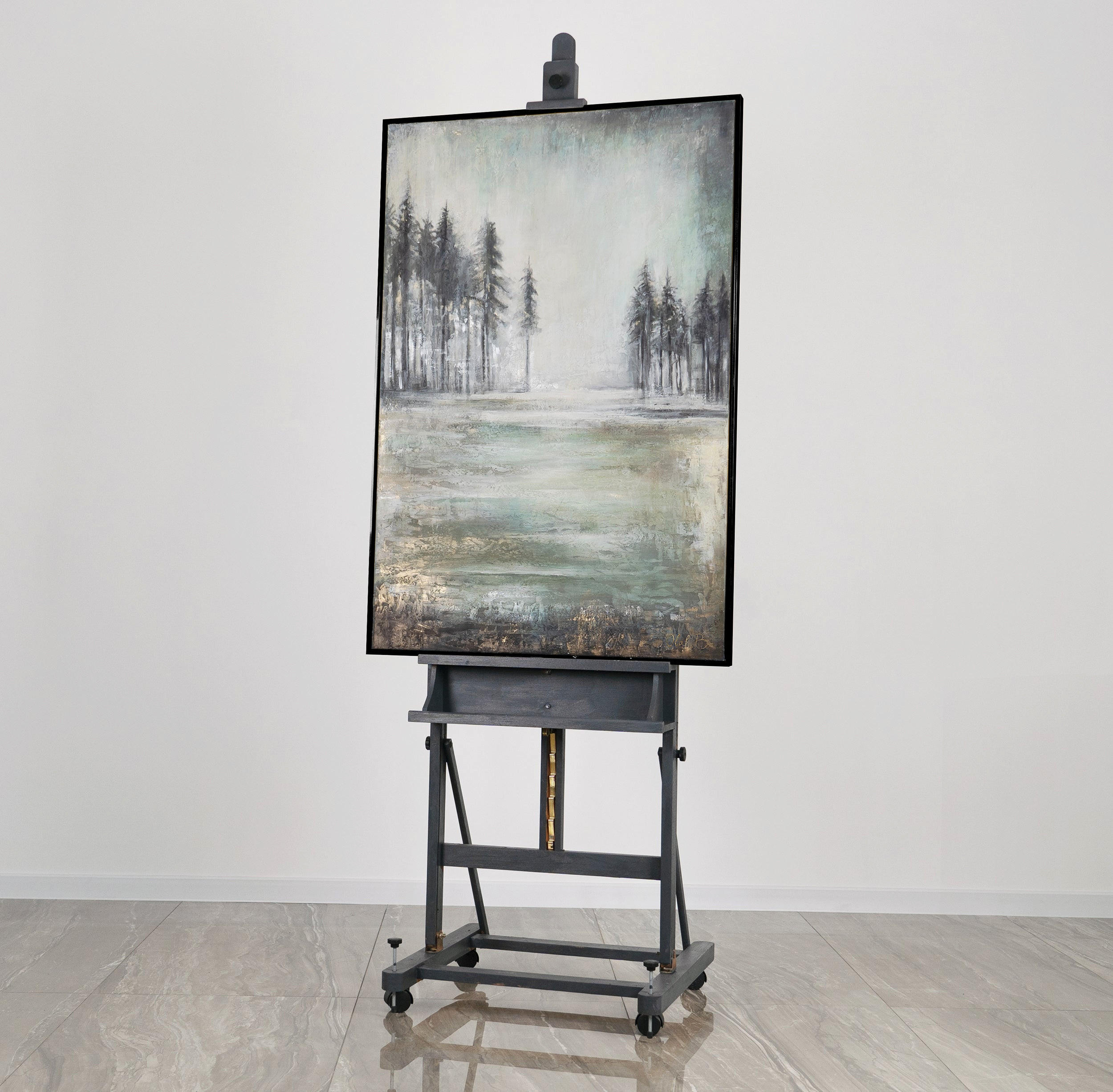 GEMÄLDE Heilender Wald Schattenfugenrahmen Schwarz 140x100 cm - Schwarz, Holz (140/100cm) - YS-art gallery
