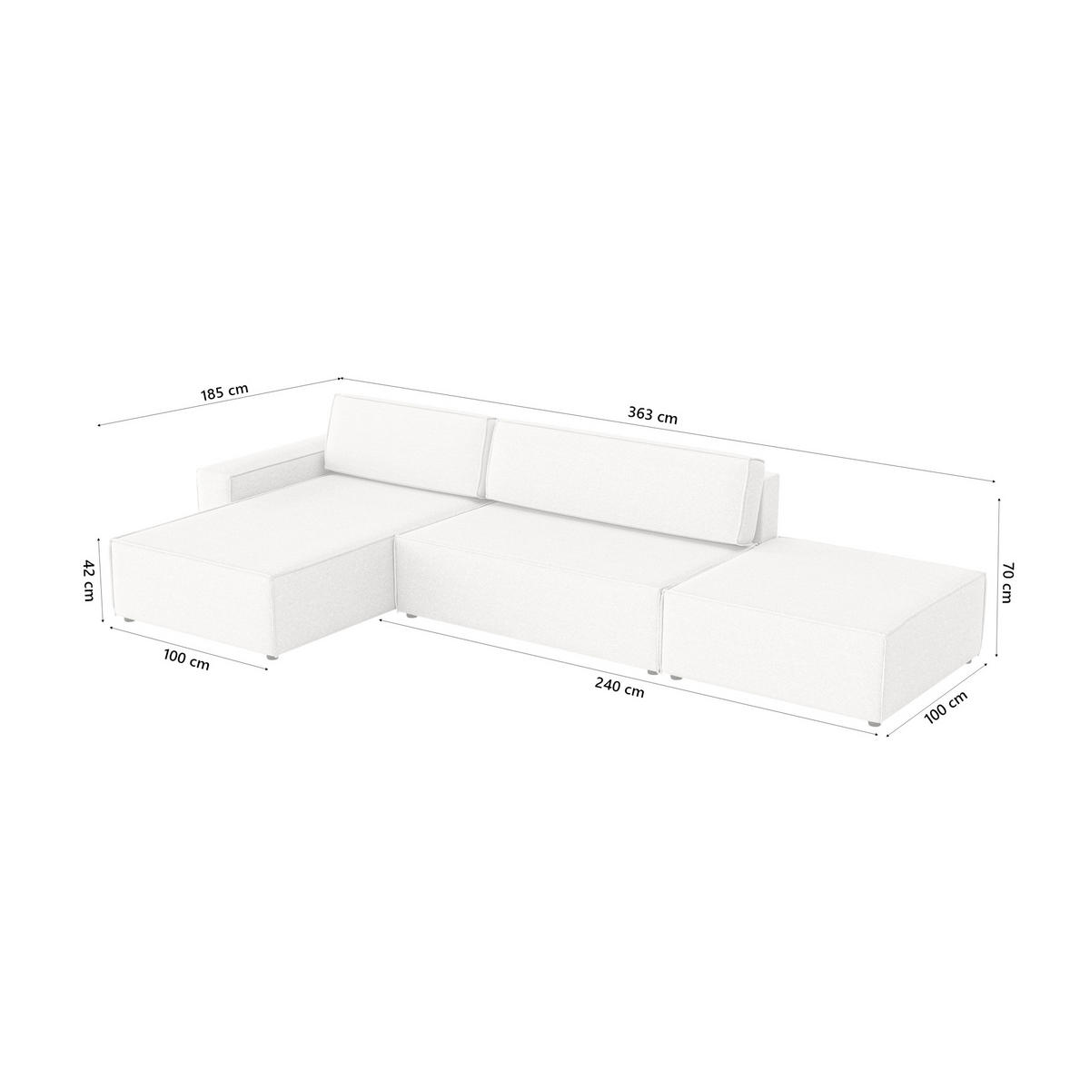 ECKSOFA Lummo La mit Schlaffunktion, Cremeweiß - Weiß, Textil (363/185cm) - Fedve