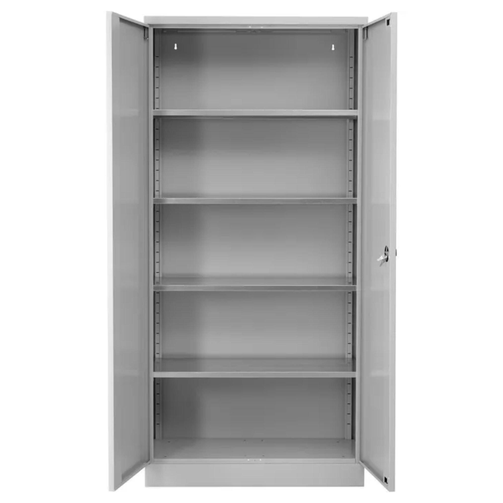 STAHLSCHRANK Bee mit 6 lackierten Fachböden 195x92x42 cm Korpusfarbe Lichtgrau Frontfarbe Lichtgrau - Hellgrau, Metall (92/195/42cm)