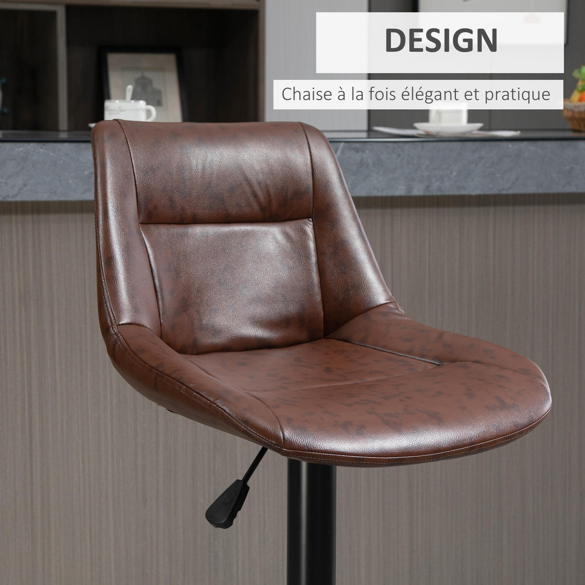 BARHOCKER 2er-Set DE-14694 höhenverstellbar & schwenkbar mit Fußstütze Braun - Braun, Metall (50/108/46.5cm) - ComfortXL