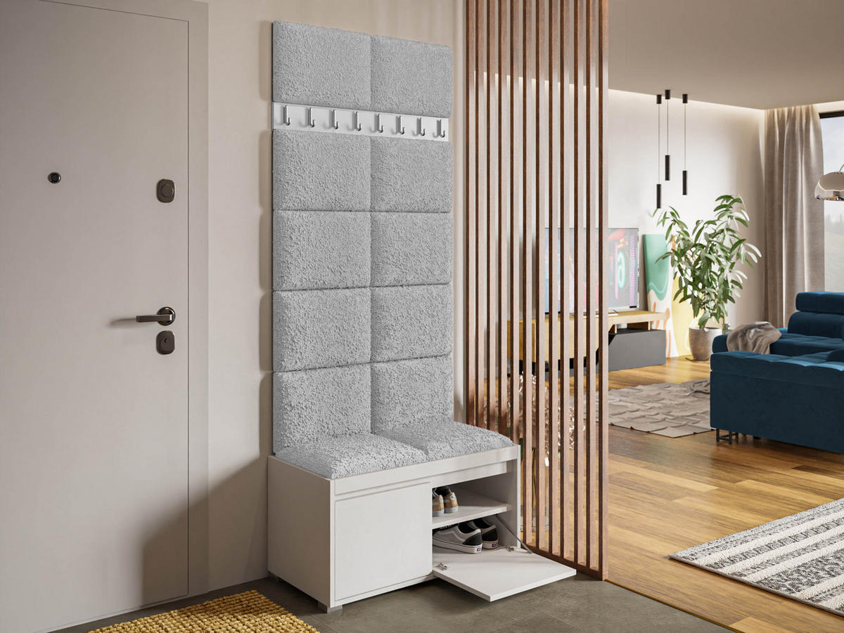 GARDEROBEN-SET Grawis 80 II - Silberfarben/Hellgrau, Holzwerkstoff/Kunststoff (84.5/45/34cm) - MIRJAN24