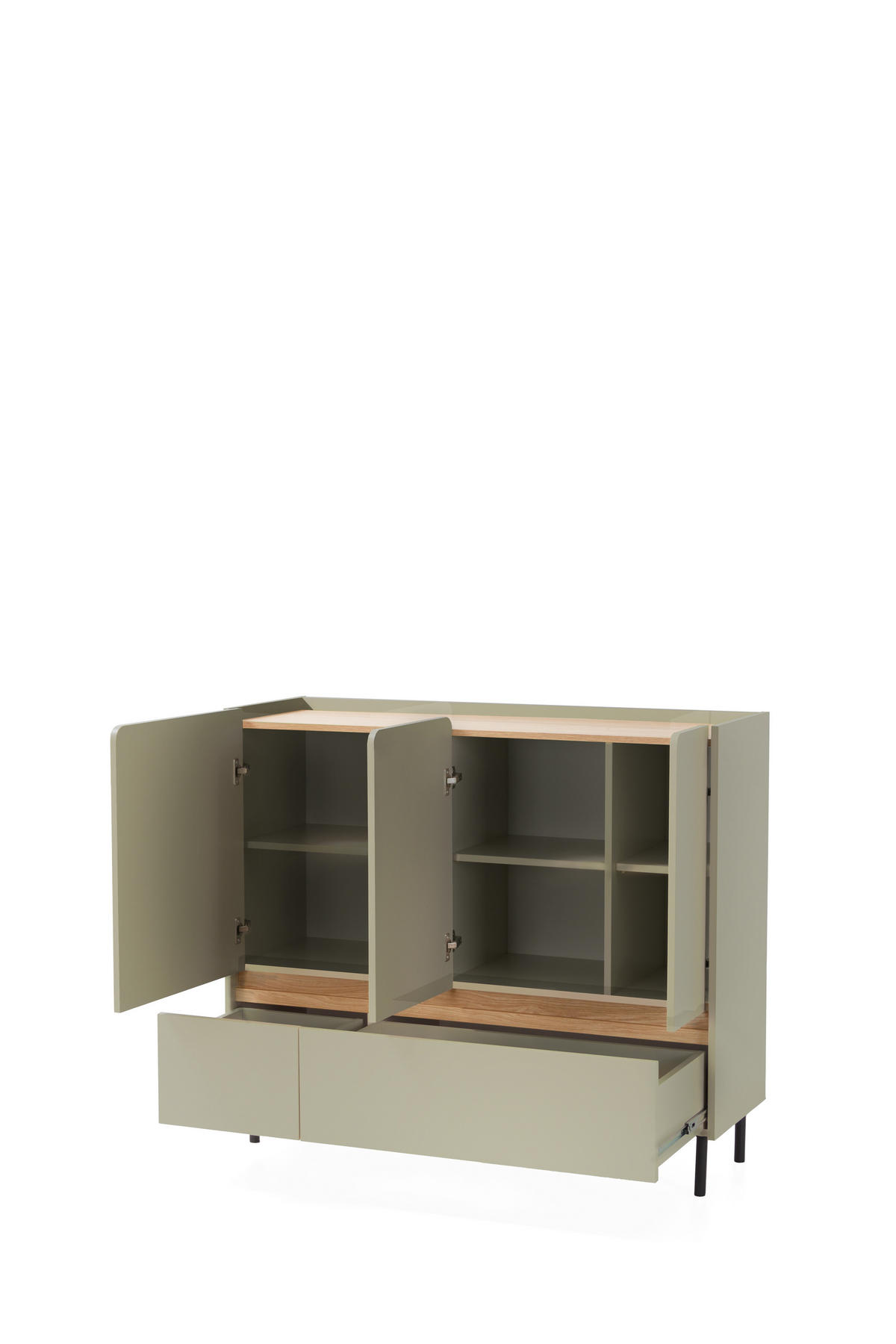 KOMMODE MURO 120/105/40cm mit 2 Schubladen 3 Türen Hellgrün - Hellgrün, Holzwerkstoff (120/105/40cm) - MASSENO