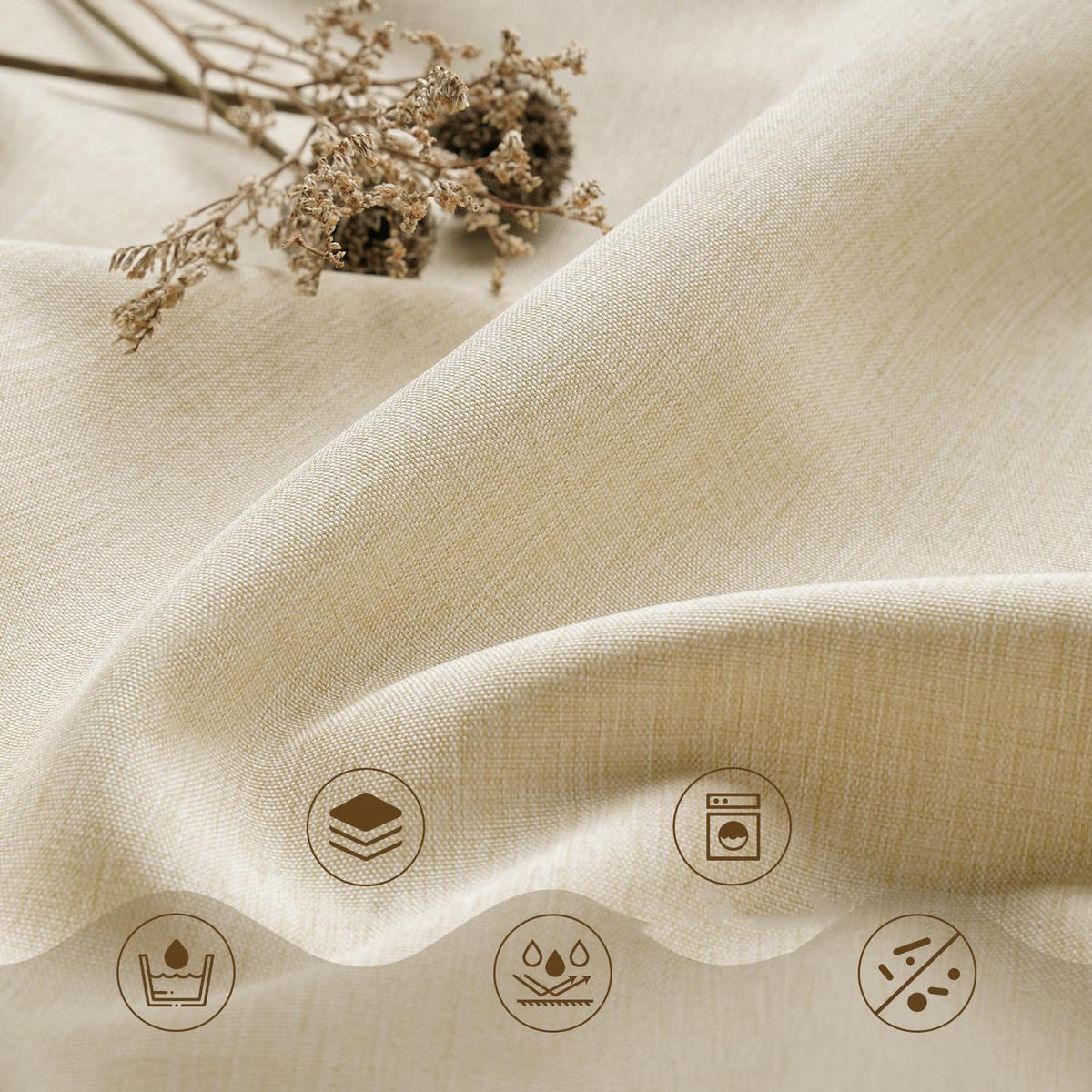 DUSCHVORHANG Khaki Leinen Badezimmer - Gelb, Textil (180/200cm) - MCBOSON