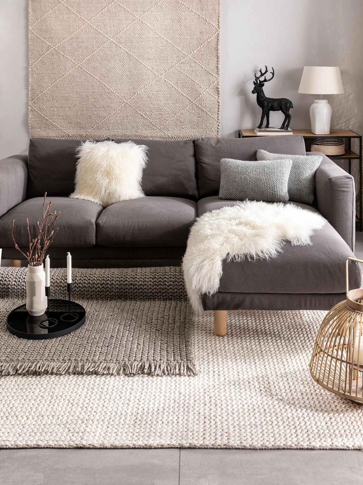 WOLLTEPPICH Velma Grau 200x300 cm - Grau, Textil (200/300cm) - benuta Pure