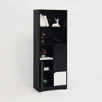 BÜCHERREGAL 60/35/160 cm mit 2 offenen Fächern, Tür und Schubladen aus Holzwerkstoff, Schwarz/Weiß - Schwarz, Holzwerkstoff (60/160/35cm) - Redom