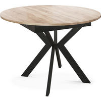 ESSTISCH Lily runder ausziehbarer, Sonoma Eiche 100-140/100/76 cm - Schwarz/Braun, Holzwerkstoff/Metall (100/140/76cm) - WFL GROUP