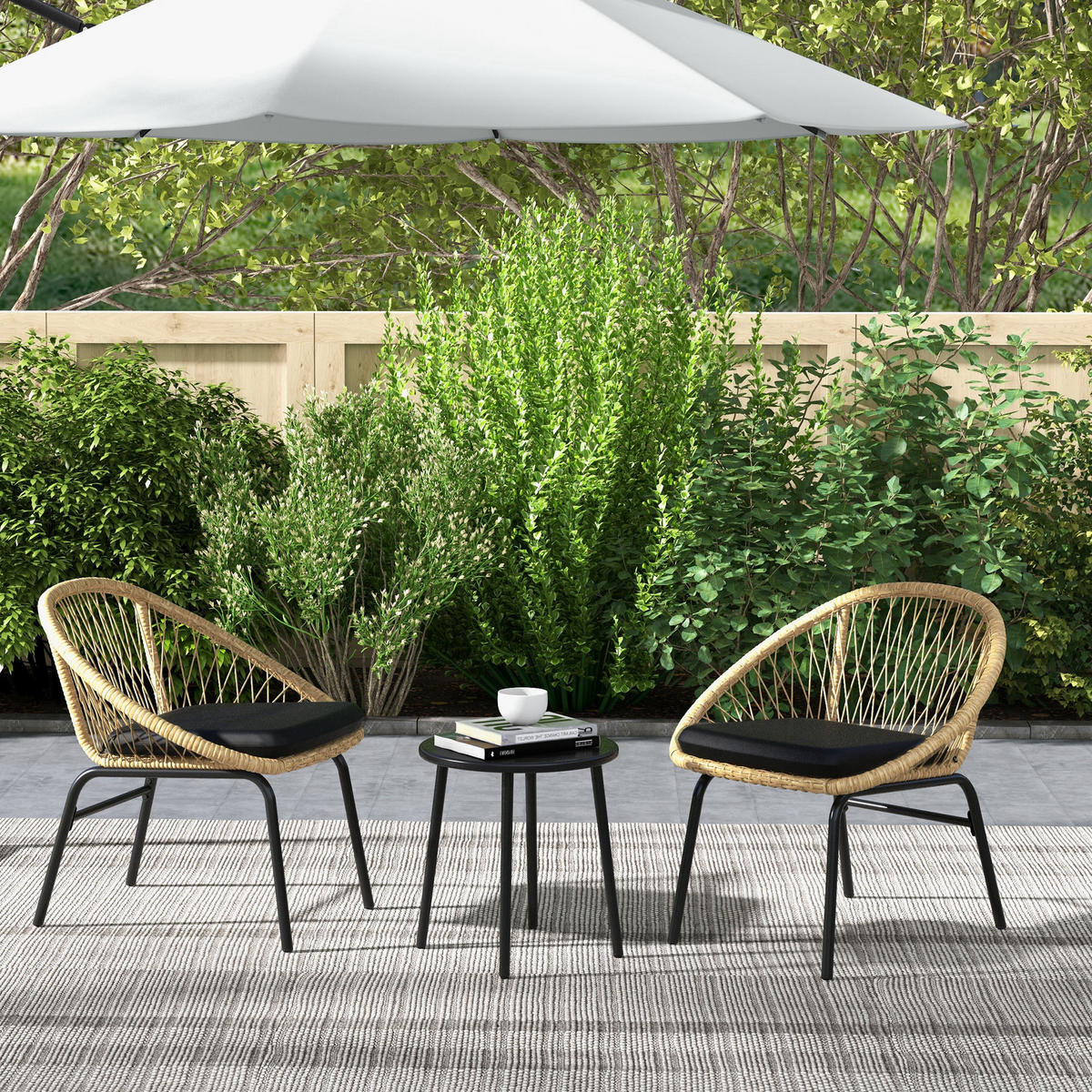 GARTENMÖBEL-SET für Balkon, Terrasse, Polyester, Gelb - Gelb, Kunststoff - Outsunny