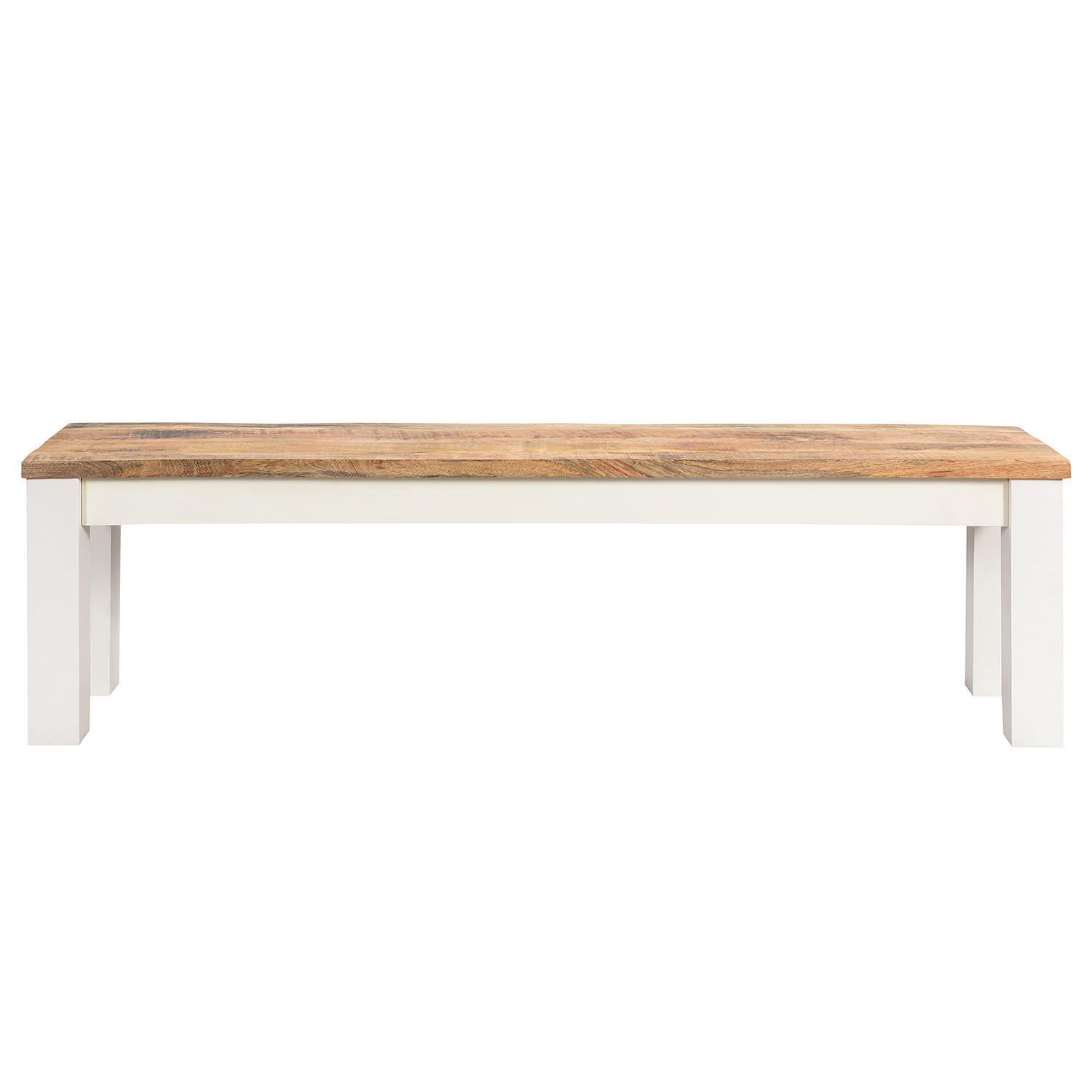 SITZBANK - Mango massiv - Braun/Weiß, Holz (160/45/40cm) - home24
