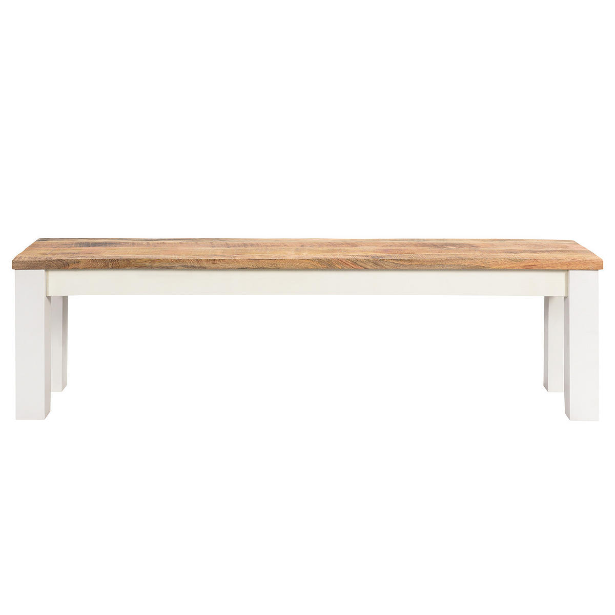 SITZBANK - Mango massiv - Braun/Weiß, Holz (160/45/40cm) - home24