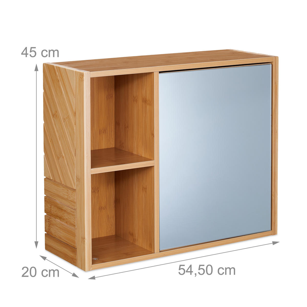 SPIEGELSCHRANK - Hellbraun, Glas/Holz (54.5/45/20cm) - Relaxdays