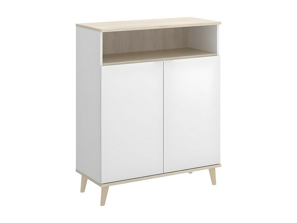 BUFFETSCHRANK - 79.6 cm x 40 cm - holz - naturfarben hell, weiß Wajdi - Weiß, Holz (79/102/40cm) - Vente-Unique