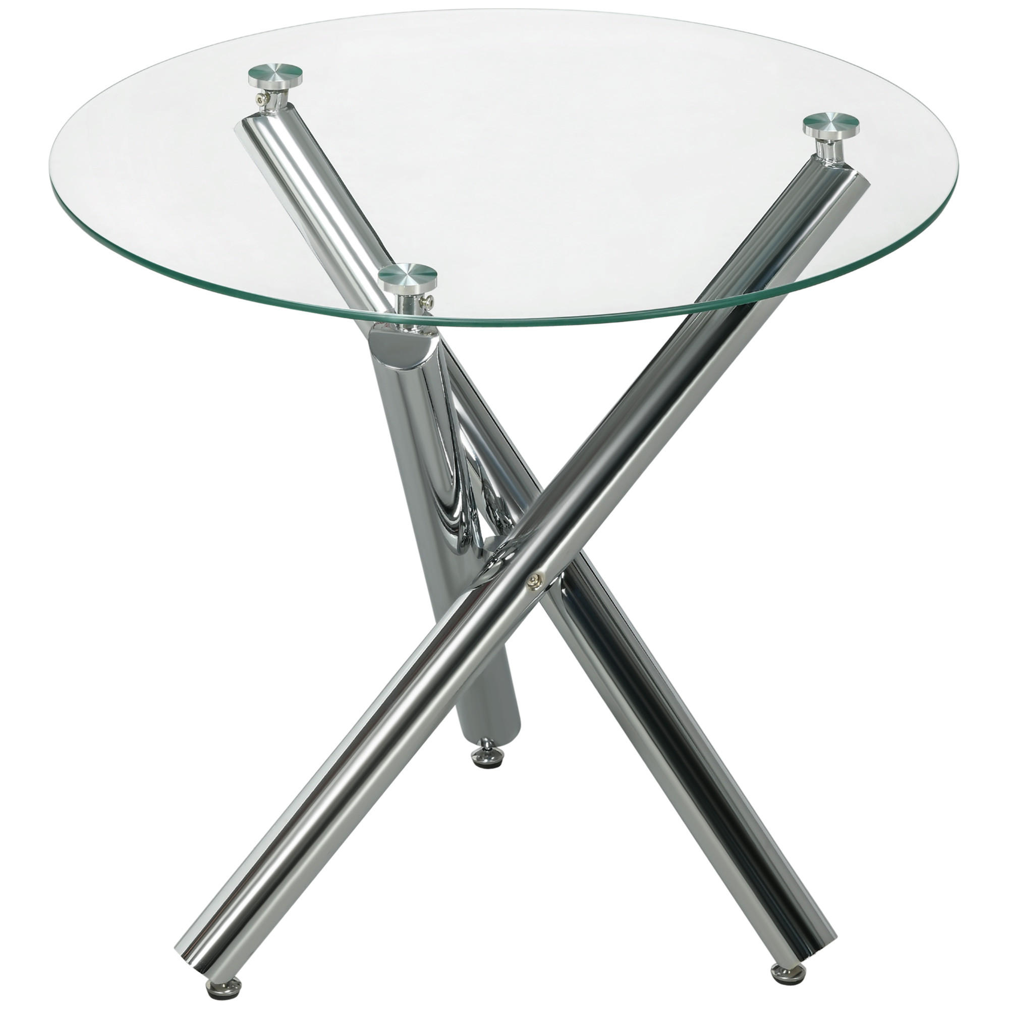 ESSTISCH, Glas, Stahl, Transparent - Transparent, Glas (80/80/74cm) - HOMCOM