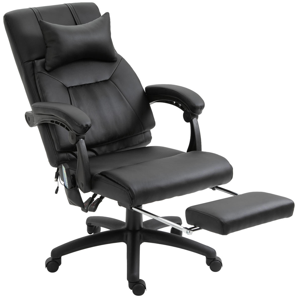 CHEFSESSEL DE-11805 mit 7-Punkt-Massage Schwarz - Schwarz, Metall (79/112/68cm) - ComfortXL