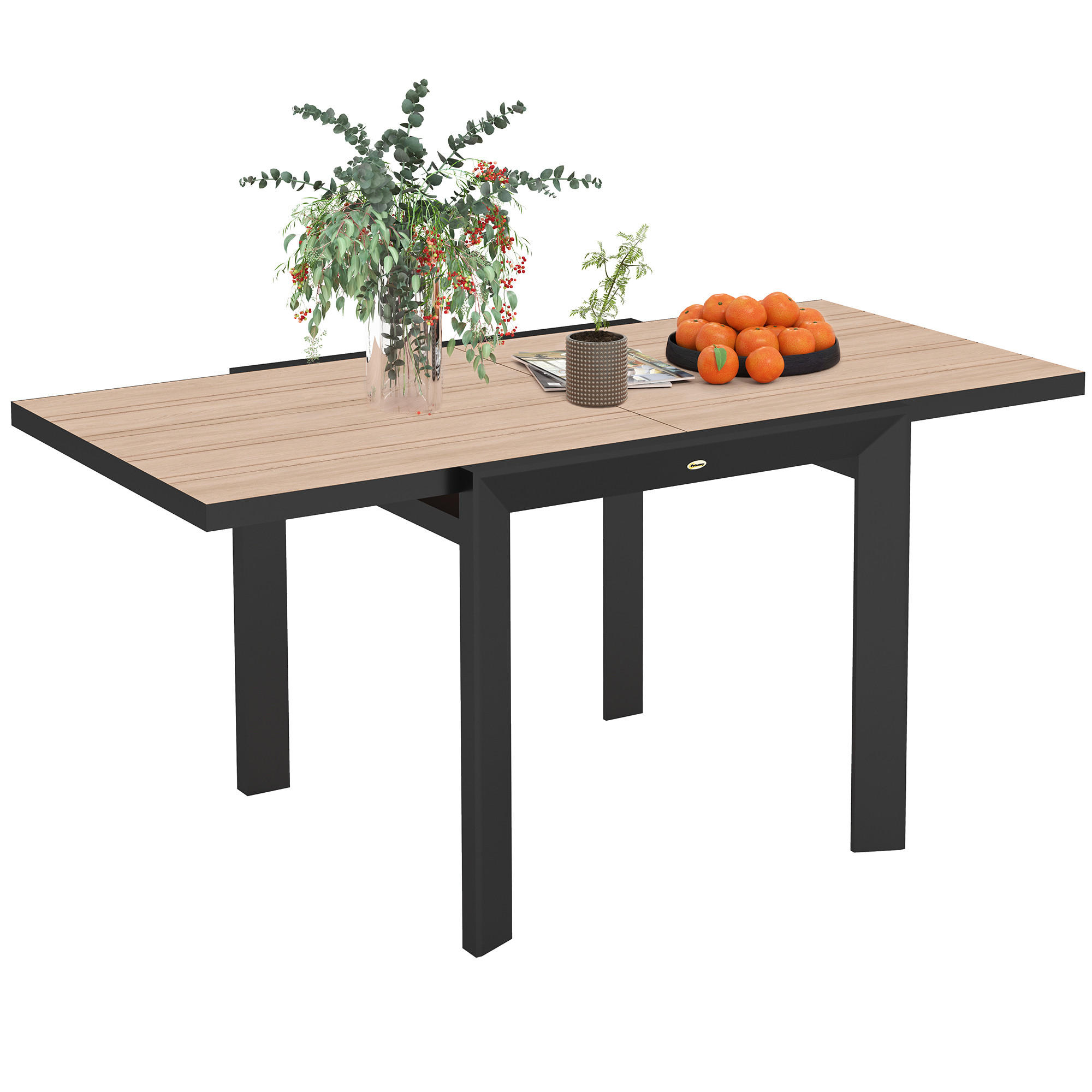 GARTENTISCH Ausziehbarer, 80/160x80 cm - Naturfarben, Metall (160/80/75cm) - Outsunny