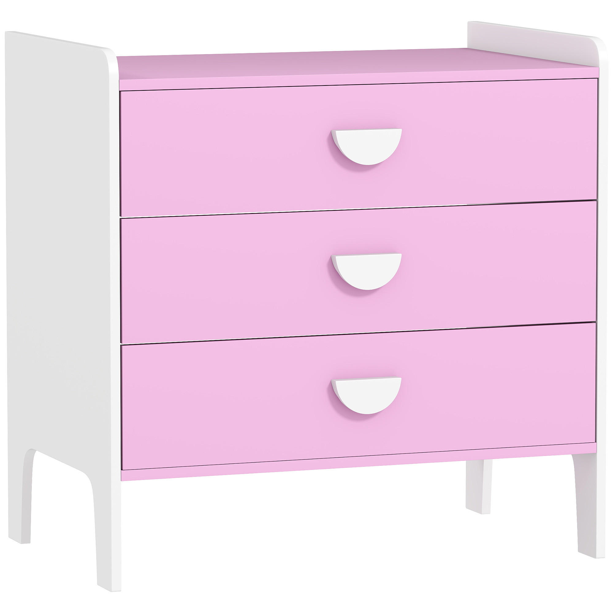 SPIELZEUGSCHRANK für Kinder, Kommode mit 3 Schubladen, Rosa+Weiß - Weiß/Rosa, Holzwerkstoff (40/60/60cm) - AIYAPLAY