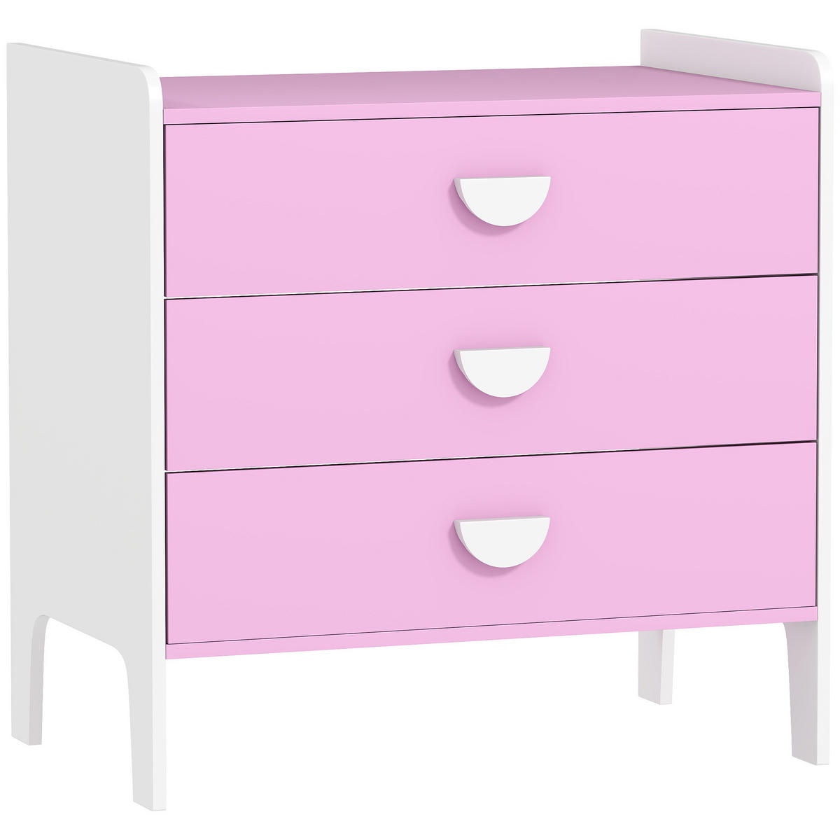 SPIELZEUGSCHRANK für Kinder, Kommode mit 3 Schubladen, Rosa+Weiß - Weiß/Rosa, Holzwerkstoff (40/60/60cm) - AIYAPLAY