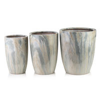 BLUMENTOPF Neva Marble 3er Set Grau 37x37x45,5/30,5x30,5x42,5/24x24x40 cm Keramik - Grau, Keramik (37/45.5cm) - Mondex