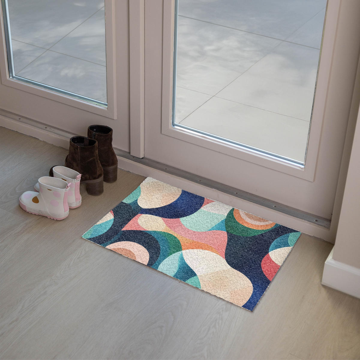 FUSSMATTE Abstrakt - Blau - Rosa Fußabtreter 60x40 cm - Multicolor, Kunststoff (60/40cm) - MuchoWow