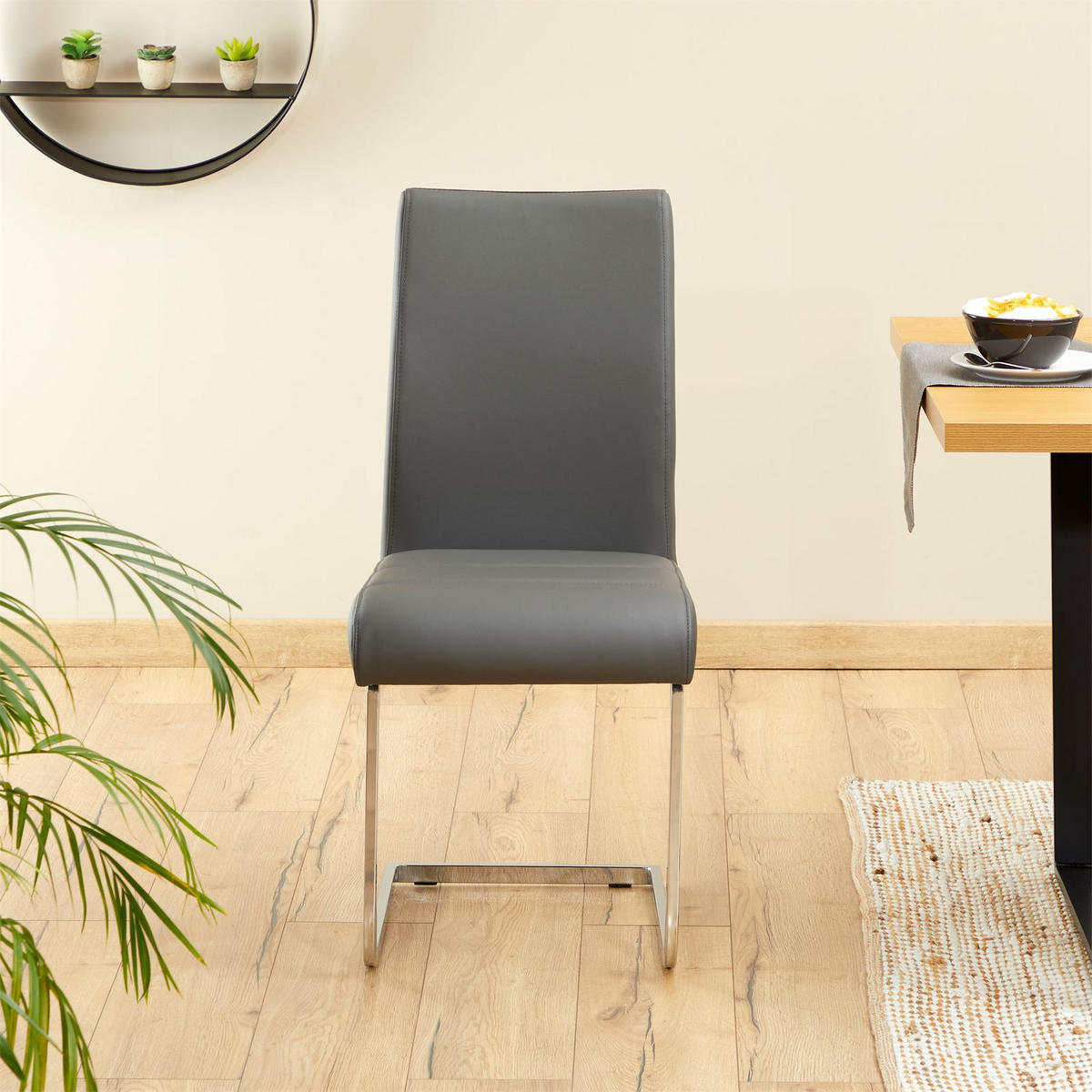 SCHWINGSTUHL LETICIA 4ER-SET - Grau, Textil/Metall (42/96/57cm) - IDIMEX