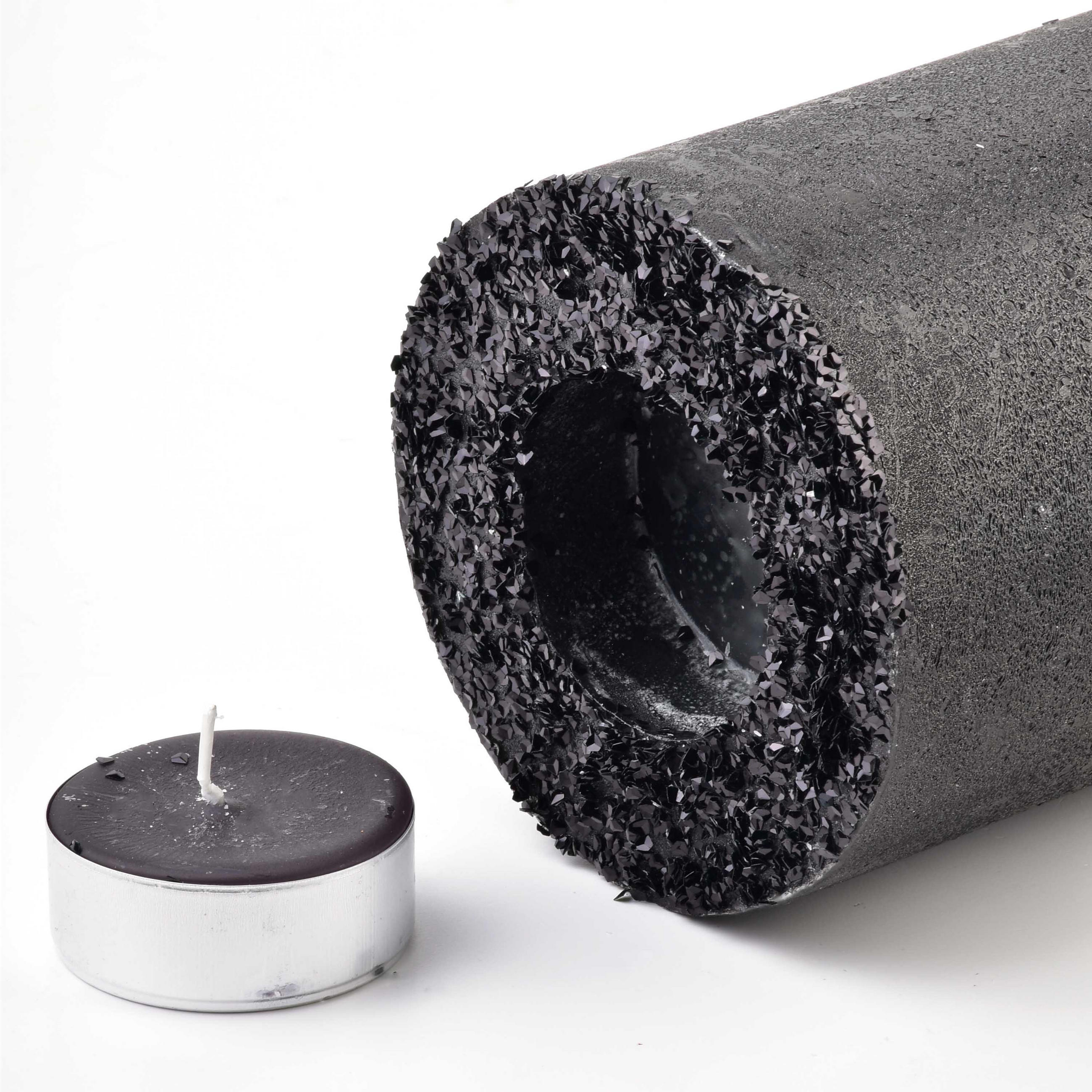 TEELICHTHALTER Diamond Schwarz 12/12/24 cm Naturmaterial - Schwarz, Naturmaterialien (24cm) - Mondex