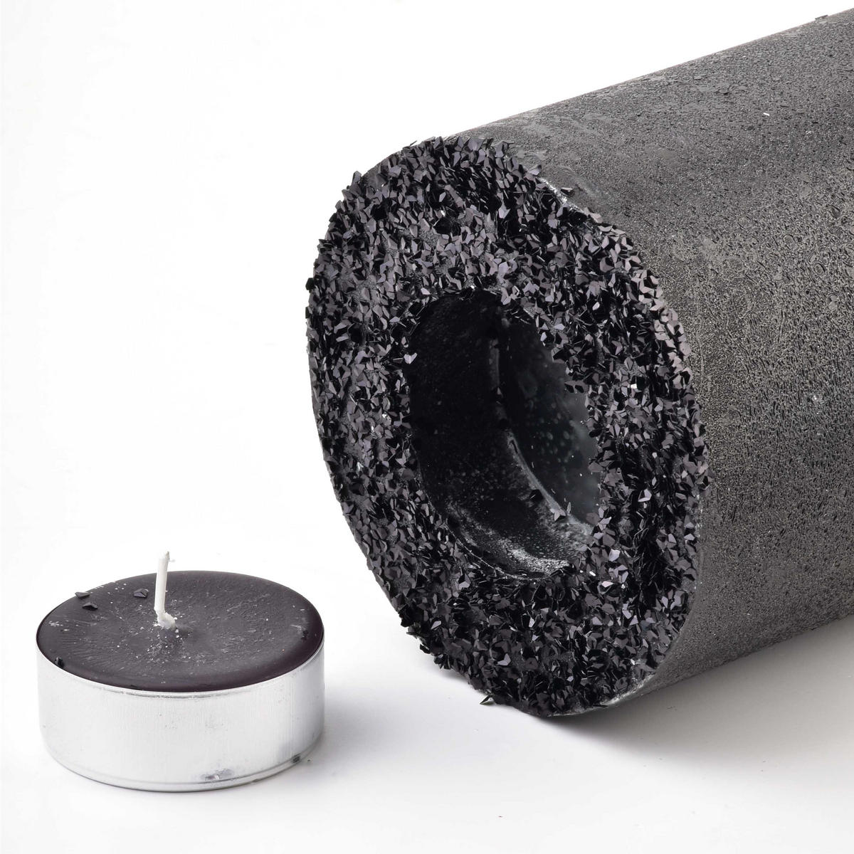 TEELICHTHALTER Diamond Schwarz 12/12/36 cm Naturmaterial - Schwarz, Naturmaterialien (36cm) - Mondex